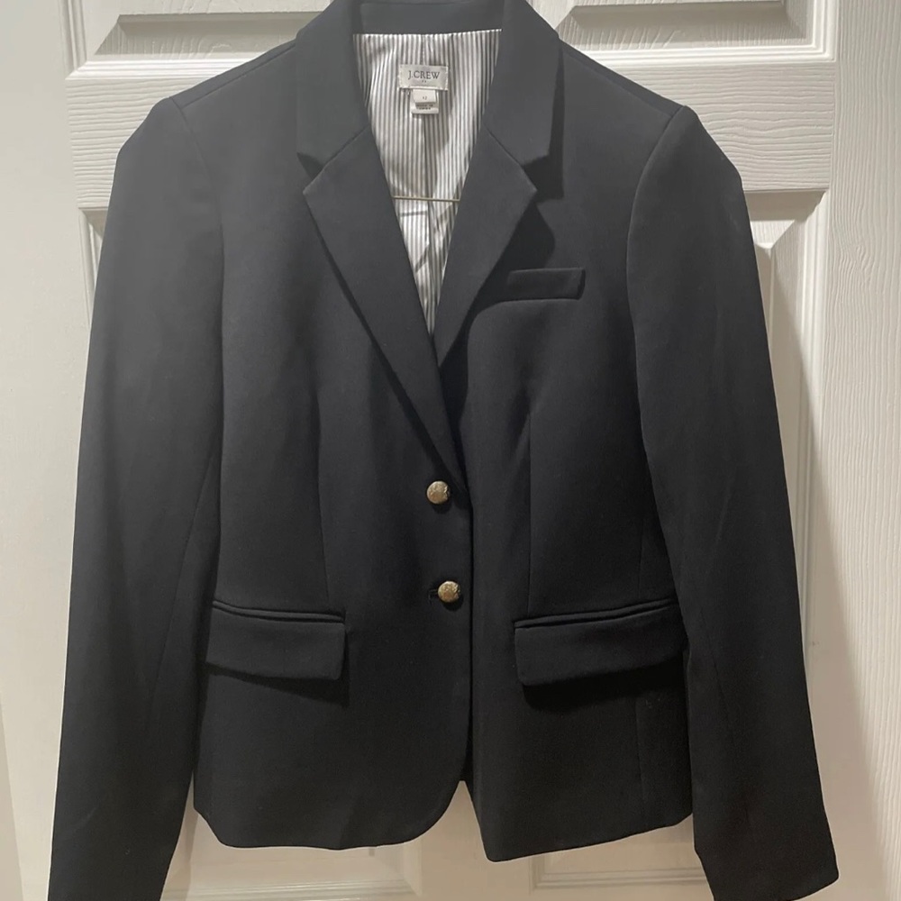 J crew boyfriend womans blazer black wool size 8